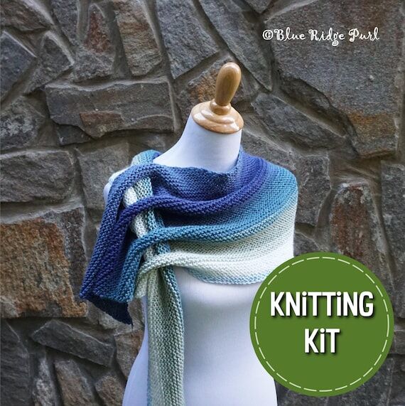 Scarf knitting kit, Mandala yarn, pattern, ya...