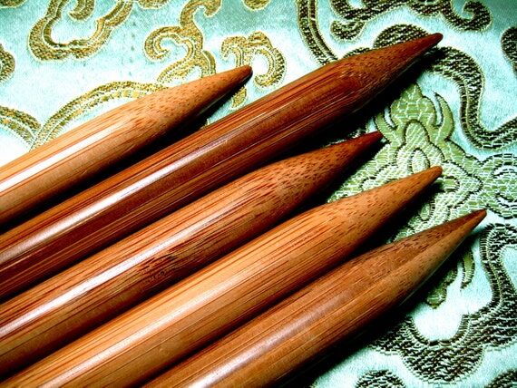 BIG sizes, 10 inch double pointed bamboo knit...