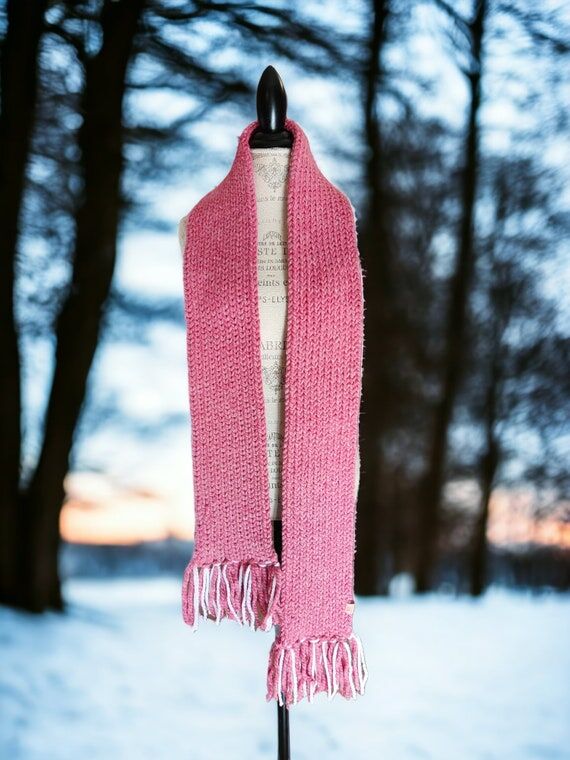 Handmade Chunky Knit Scarf with fringes - Woo...