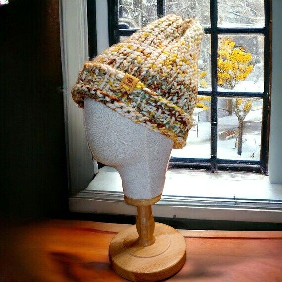 Handmade Chunky Knit Hat - Wool Blend - Adult...
