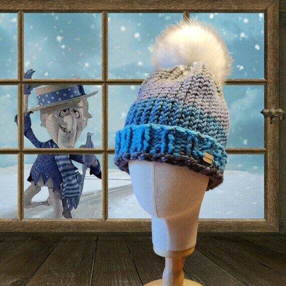 Handmade Chunky Knit Hat with optional pompo...