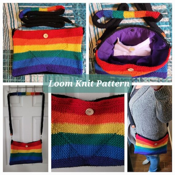 Rainbow Purse - Loom Knit Pattern - w/ Cross ...
