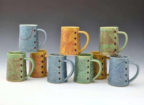 Big Coffee Mug Paisley Pattern, tea cup, tea ...