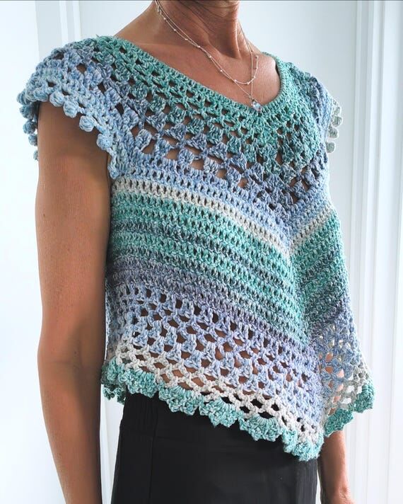 Easy Summer Crochet Top Down Blouse pattern -...