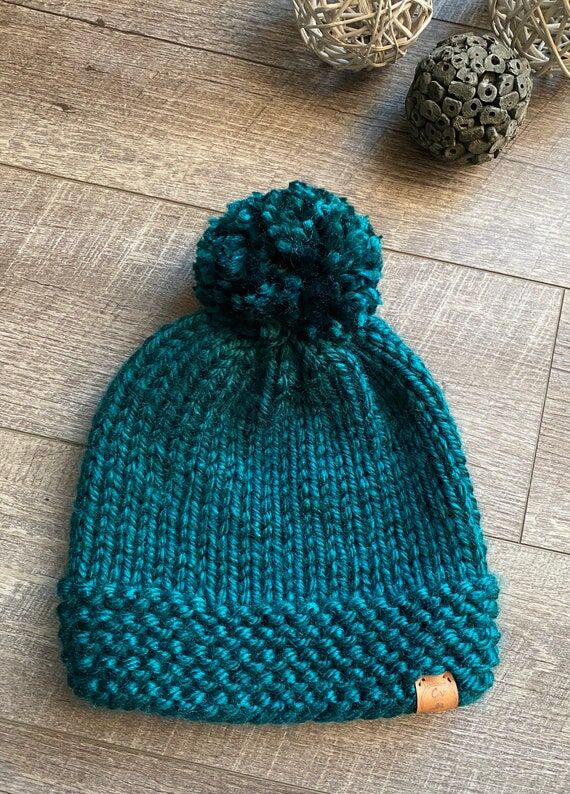Handmade Knitted Beanie: Textured Acrylic Win...