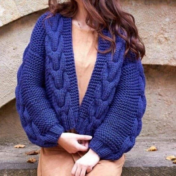 Bomber jacket women's cardigan Cable knitted ...