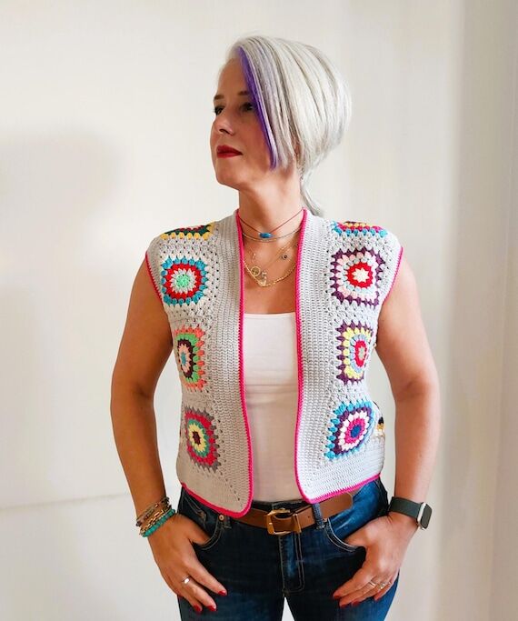 Granny square waistcoat, vest for women...
