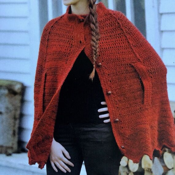 Beautiful Coat Styled Crochet Cape Pattern A ...