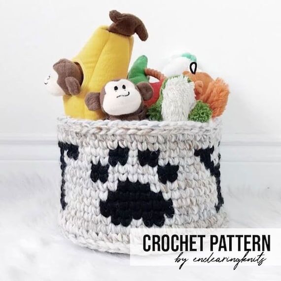 Crochet Dog Basket Pattern - Puppy Toy Storag...
