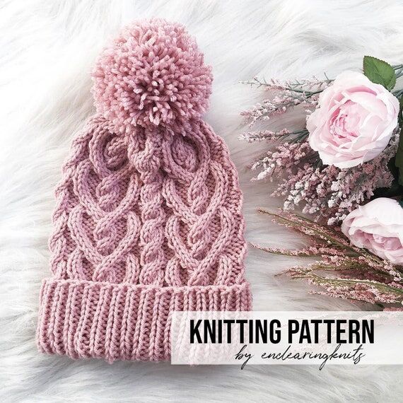 Cable Hat Pattern - Heart Cables Knitting Tuq...