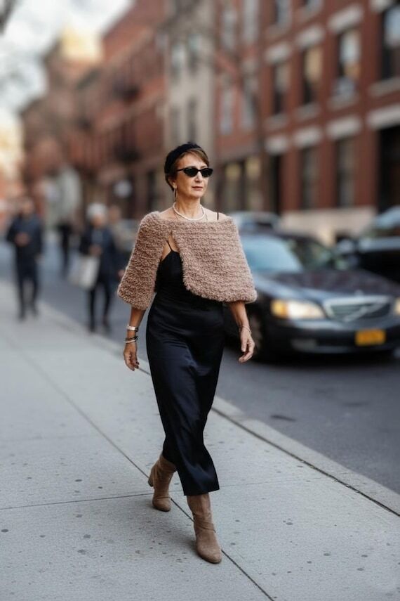 Faux fur crop capelet for winter wedding, han...