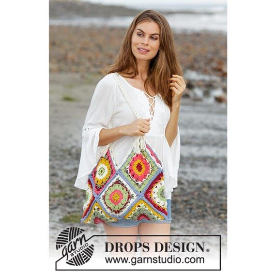 Crochet Granny Square Bag – Colorful Boho T...