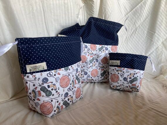 Knitting Project Bag: Drawstring Work in Prog...