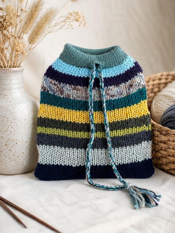 Hand-Knitted Knitting & Crochet Project Pouch...