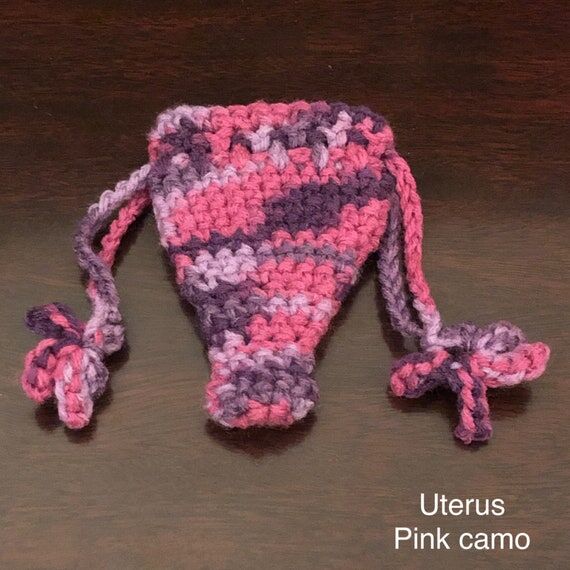 Handmade Crochet Uterus Pouch, Pink Camo Mens...