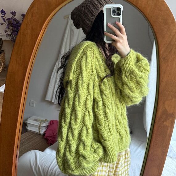 Hand Knitted Mohair Hair Tie: Chunky Elastic ...