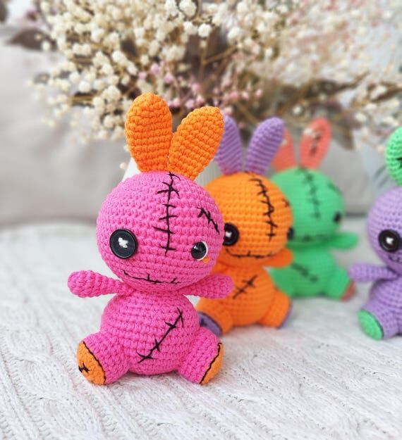 Crochet voodoo bunny, creepy stuffed toy, cut...