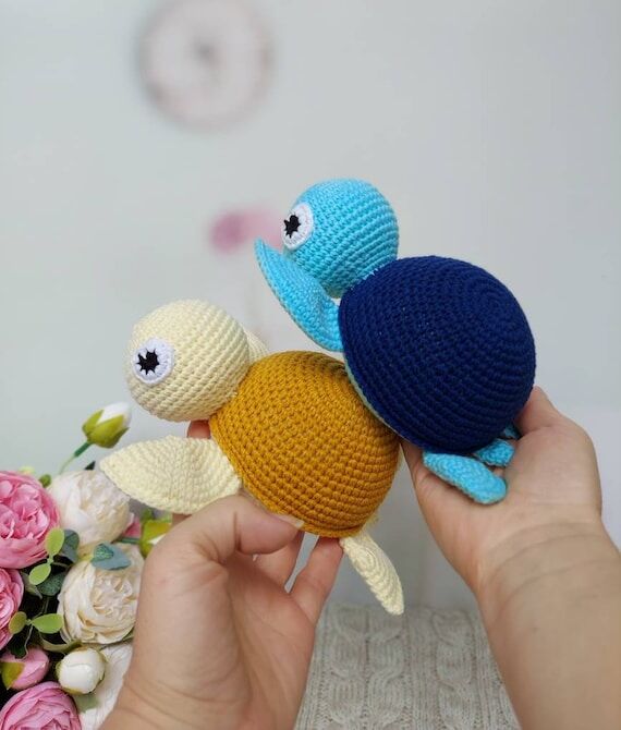 Crochet turtle plush, cute amigurumi stuff an...