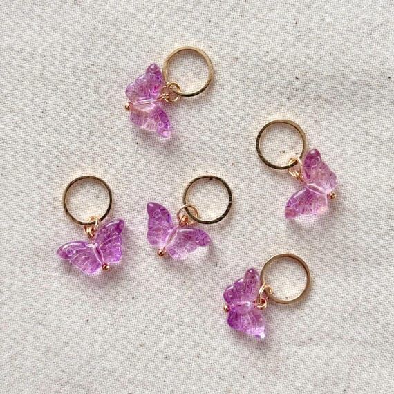 Purple Butterfly Stitch Markers: Knitting Cro...
