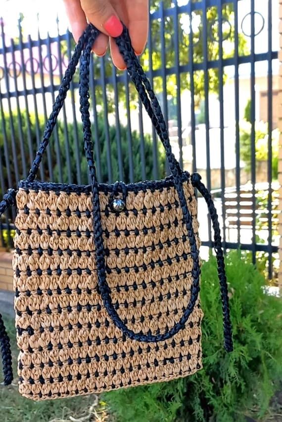 Crochet raffia bag Raffia handbag summer sell...