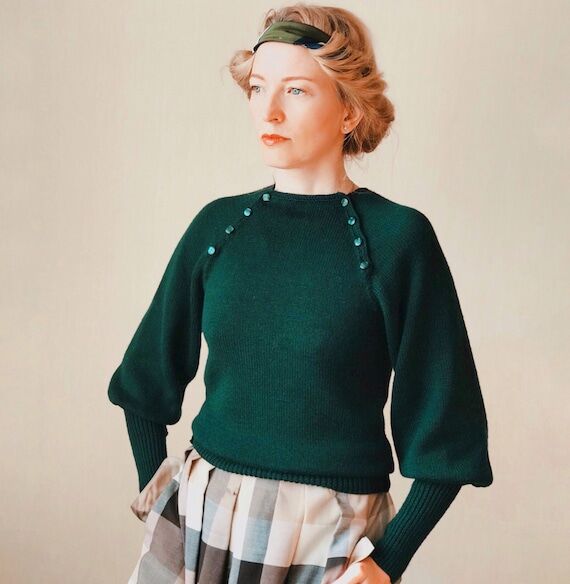 Vintage Reproduction Wool Knit Jumper, Knit 1...