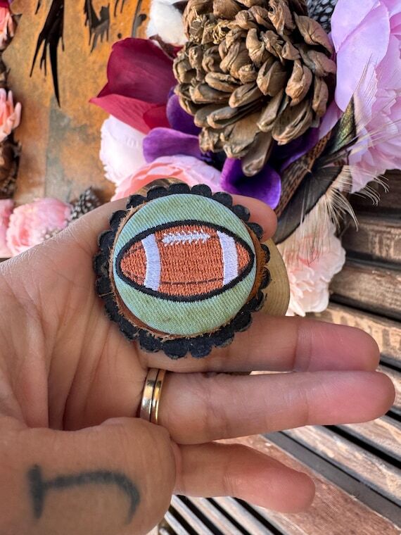 Hand-Altered Football Phone Grip~Black Leathe...