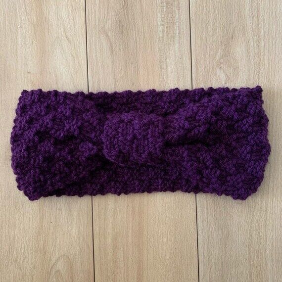 Handmade Eggplant Purple Knit Headband...