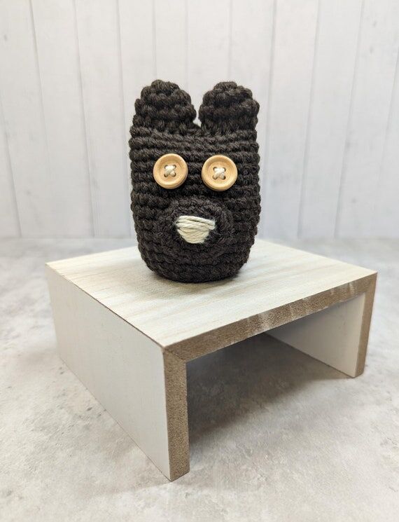 Crochet Bear Plush, Dark Brown Stuffed Animal...