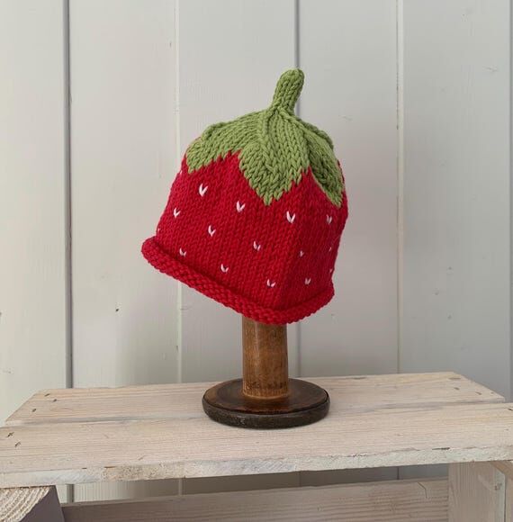COTTON STRAWBERRY HAT - Newborn to Adult Size...