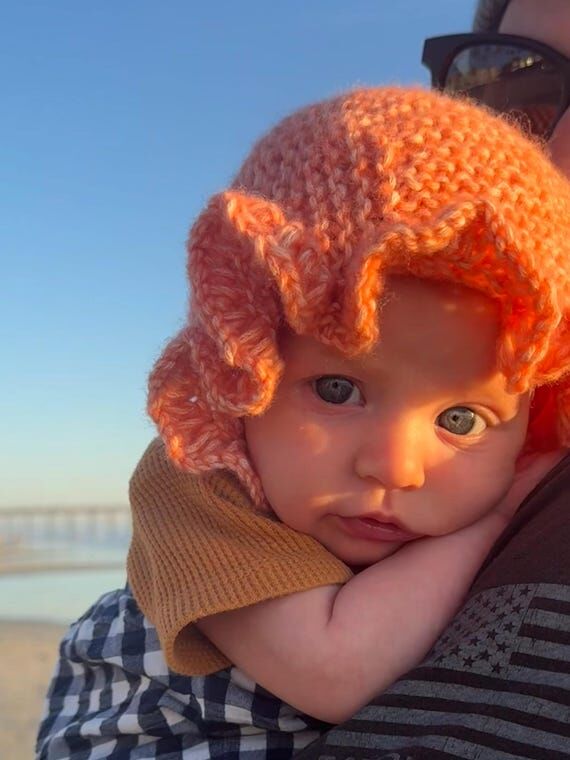 Ruffle Baby Bonnet Knit Pattern...