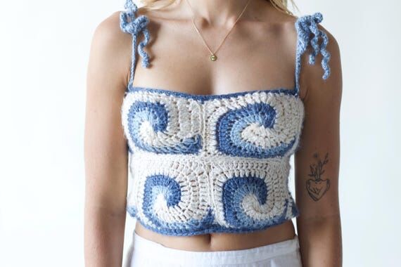 Crochet Wave Granny Square Top Pattern...