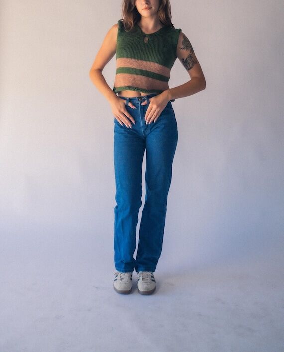 Handmade Green and Brown Cut out Top...