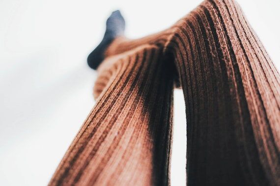 Handmade Rib Knit Leggings: High Waist Cotton...