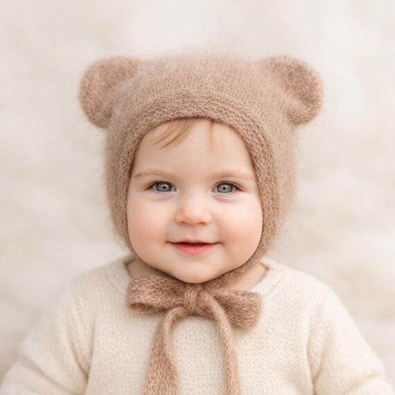 Luxury Alpaca Silk Bear Bonnet – Handmade B...