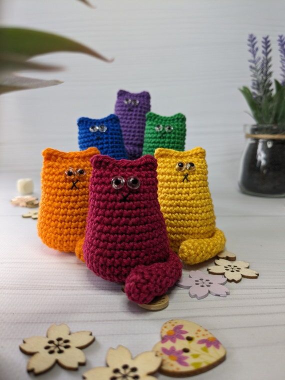 Crochet kitten set Amigurumi cats Crocheted t...