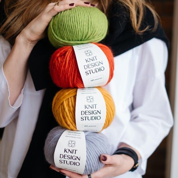 Chunky merino wool yarn 200g/80m - 6 Super bu...