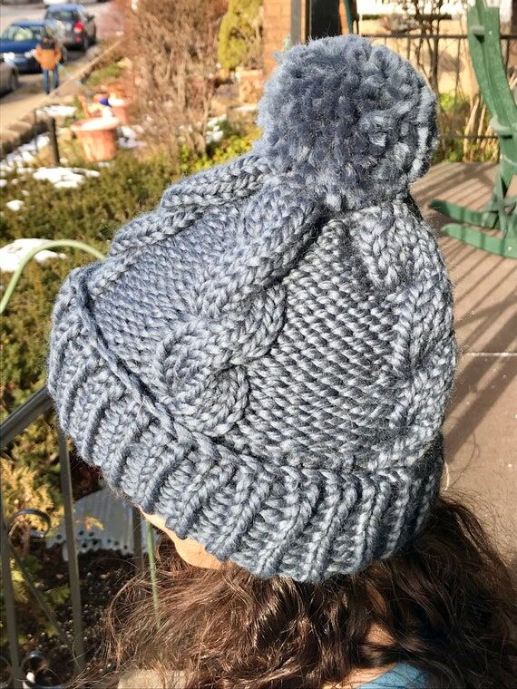 Cable Pattern - Hand Knit Hat - Knit Beanie -...