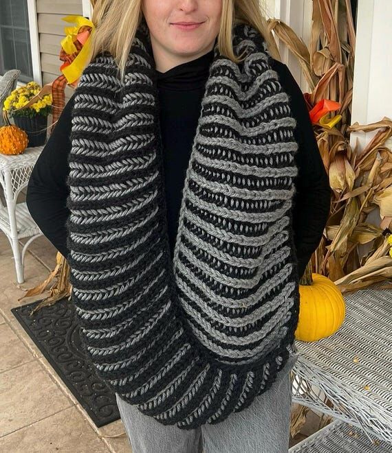 Handmade Reversible Infinity Knit Scarf...