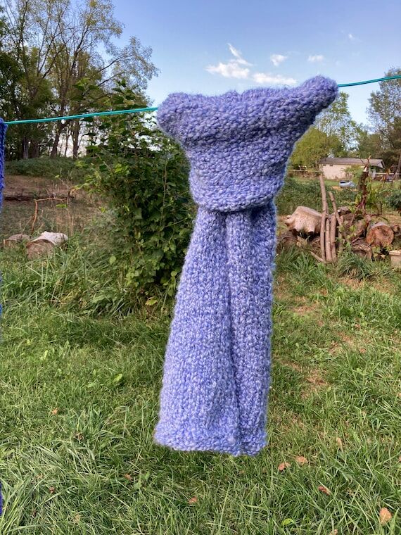 Handmade knit purple scarf, lavender winter s...