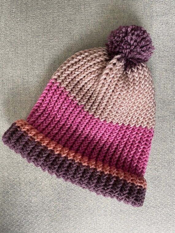 Handmade Knitted Hat Pink, Purple...