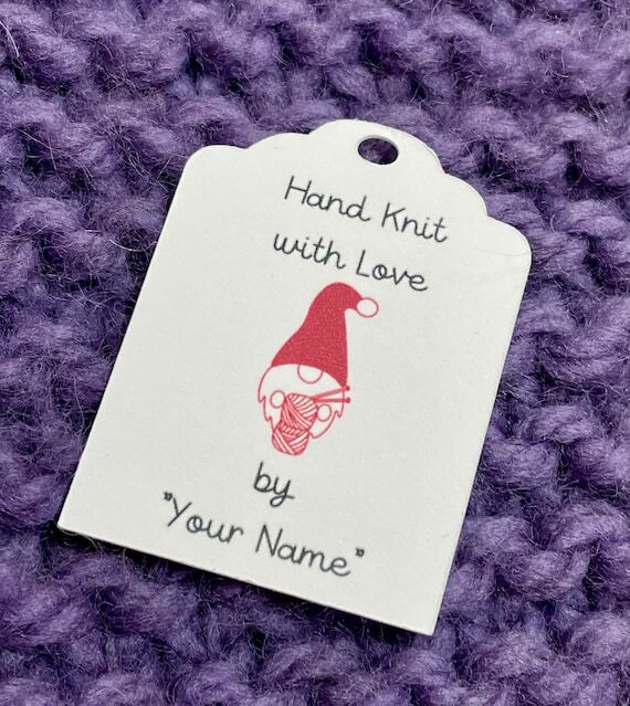 Personalized Knitting Gnome Gift Tag for Hand...