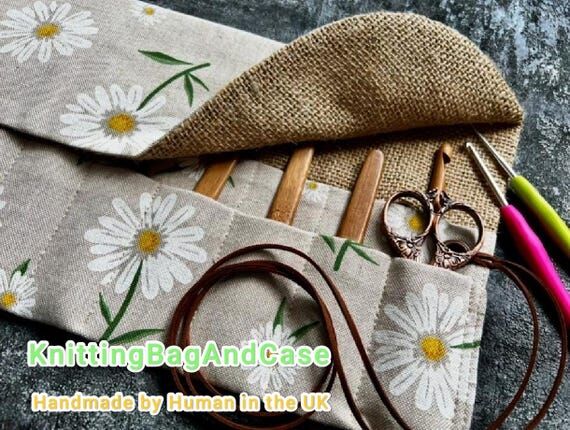 Daisy Crochet Hook Roll: Burlap & Canvas Need...