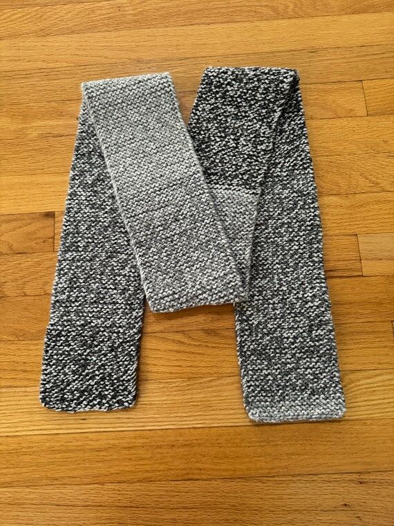 Handmade Knit Scarf Shades of Grays...
