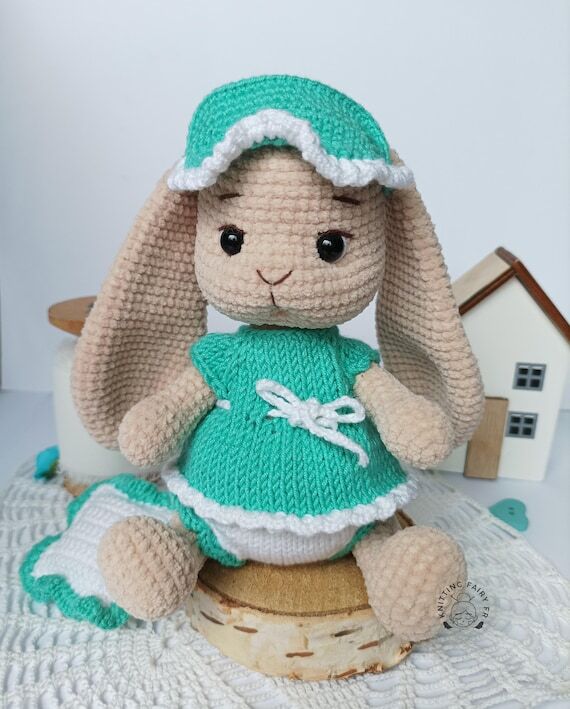 crochet beige velours rabbit girl...
