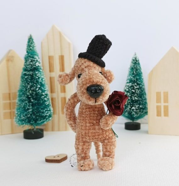crochet handmade small velour dog...