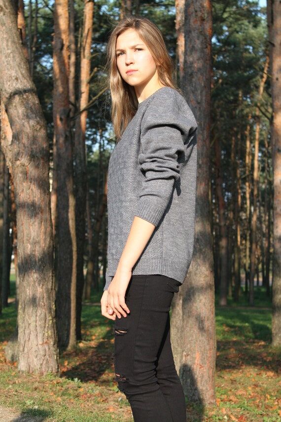 Oversized Merino Wool Jumper, Unisex Baggy Pu...