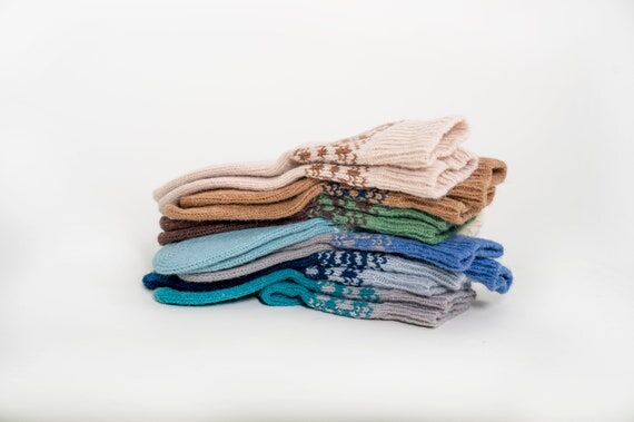 Hand Knitted Wool Socks: Scandinavian Vintage...