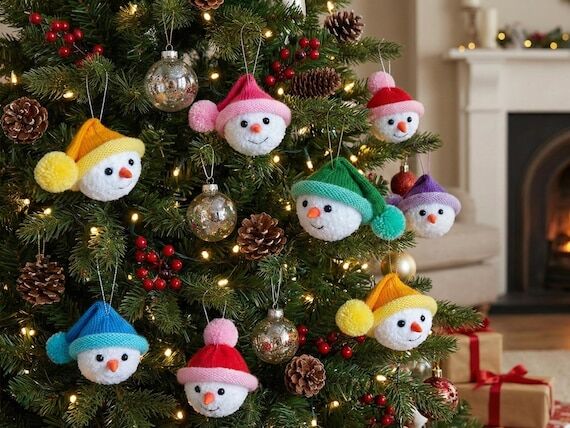 K116 Snowman bauble Knitting Pattern - Christ...