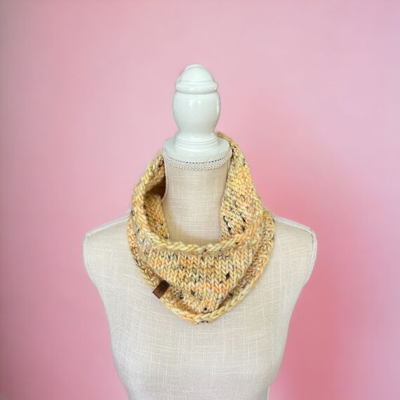 Chunky Merino Wool Knit Cowl: Yellow & Black ...