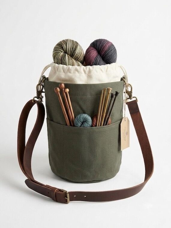 Knitting Project bag w pockets (medium), cust...